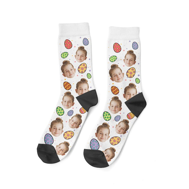 Ostereier-Socken, individuelle Gesichtssocken, individuelle Ostern
