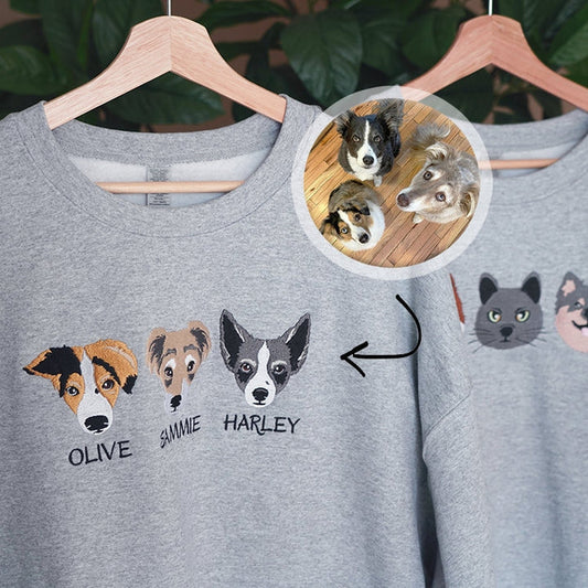 Individuell besticktes Haustier-T-Shirt, Kapuzenpullover, Sweatshirt bestickt, personalisiert