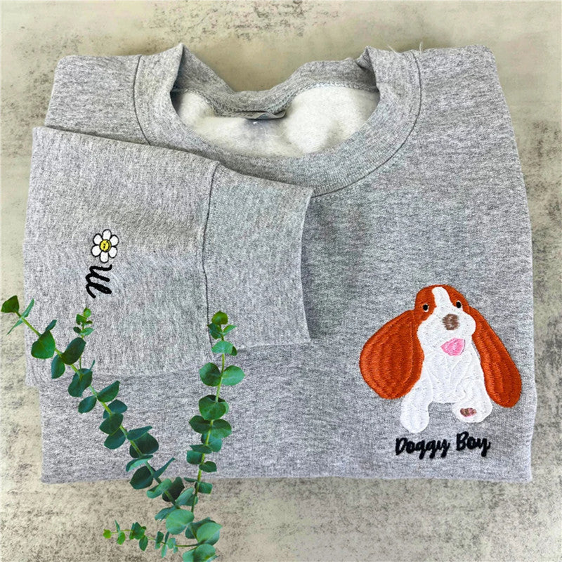 Sweatshirt mit individuellem Haustiergesicht und Kosenamen Individuell besticktes