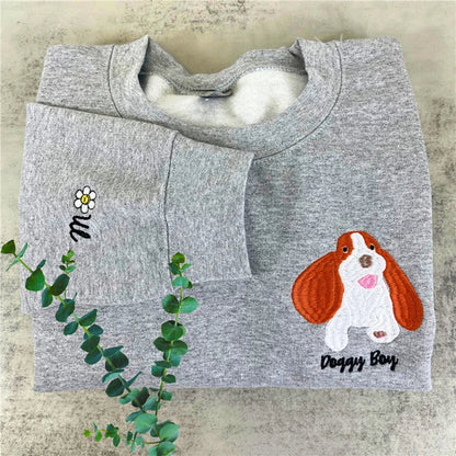 Sweatshirt mit individuellem Haustiergesicht und Kosenamen Individuell besticktes