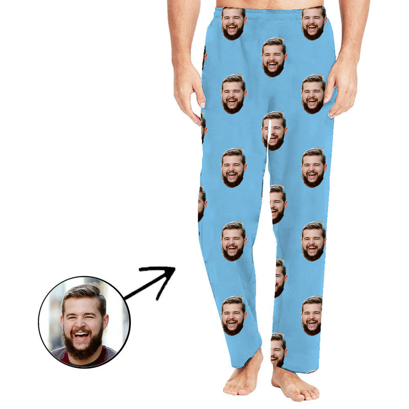Benutzerdefinierte Foto-Pyjama-Hosen für Männer Weihnachtsmann und Schneemann