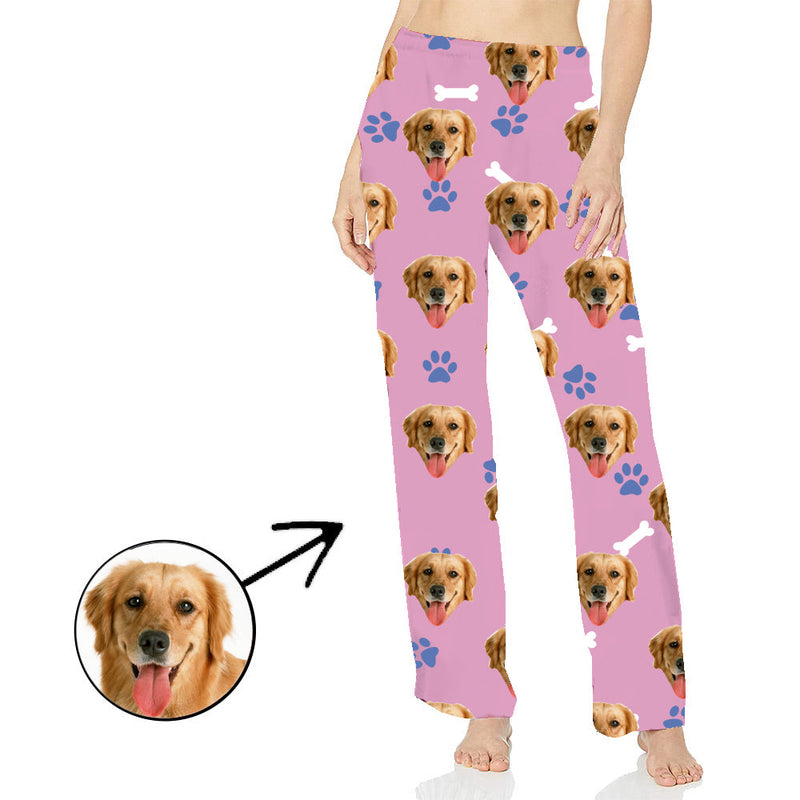 Benutzerdefinierte Foto-Pyjama-Hosen für Frauen Langärmliger Hundeabdruck