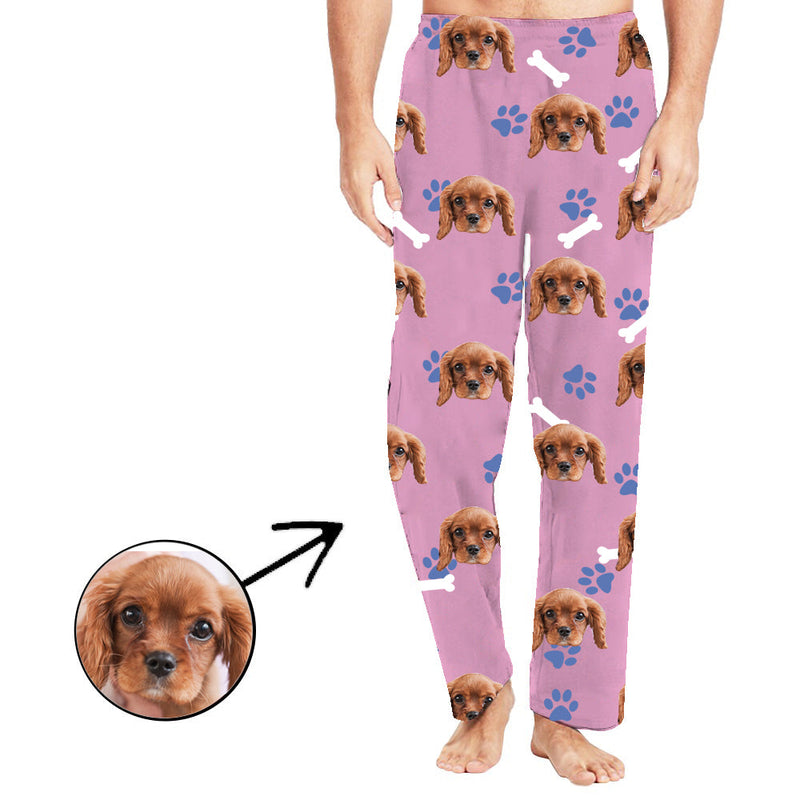 Benutzerdefinierte Foto-Pyjama-Hose für Männer Hundeabdruck Langarm