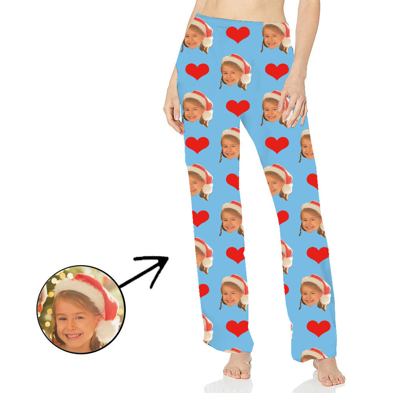 Benutzerdefinierte Foto-Pyjama-Hosen für Frauen Herz I Love My Baby Long Sleeve