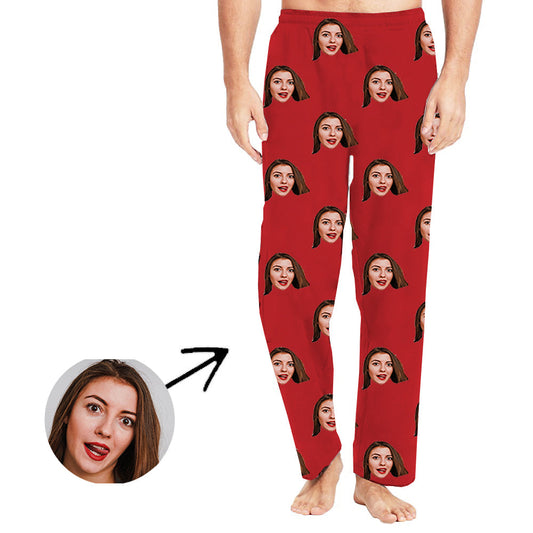 Benutzerdefinierte Foto Pyjama Hosen für Männer Ich liebe meine Freundin Langarm