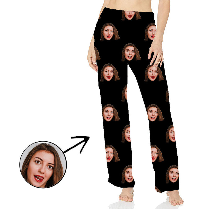 Benutzerdefinierte Foto-Pyjama-Hosen für Frauen Langärmliges Gesicht meines geliebten Menschen