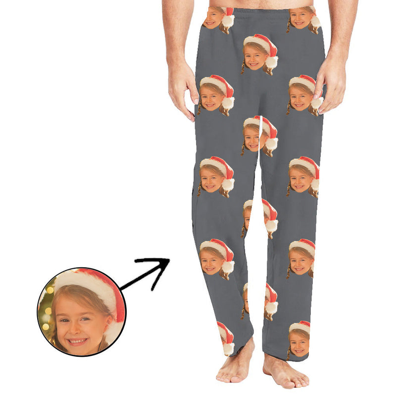 Benutzerdefinierte Foto Pyjama Hosen für Männer Das Gesicht meiner geliebten Person langärmlige Weihnachtsgeschenke Geschenke zum Muttertag